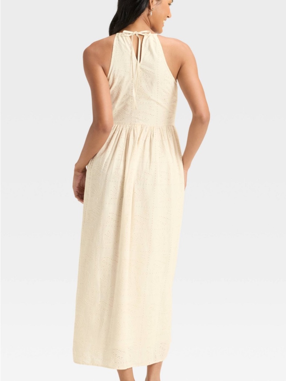 Target Cream Eyelet Halter Maxi Dress NEW - Picture 2 of 2
